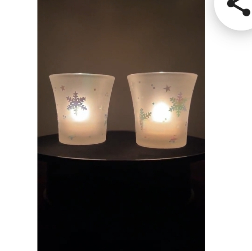 PartyLite vintage Snowy Nights Votive holder pair